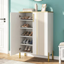 Axyaa 6-Tier Wooden Shoe Storage Cabinet with Adjustable Shelves