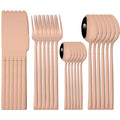 Axyaa 24-Piece Black Stainless Steel Cutlery Set Flatware Tableware Silverware Kit