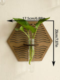 Axyaa Wood Wall Vase Green Plant Holder Home Decor Bouquet Tube Orb Decor