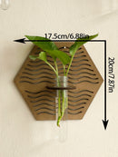 Axyaa Wood Wall Vase Green Plant Holder Home Decor Bouquet Tube Orb Decor