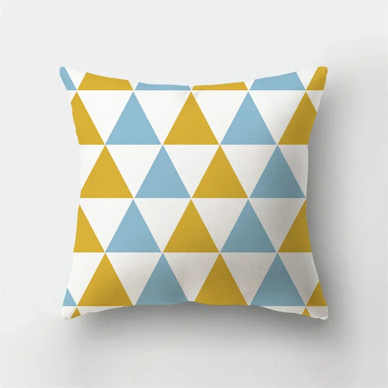 Blue Elk Geometric Pillow Case Cover by Axyaa - Fresh Animal Print Home Decoration
