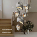Axyaa Nordic Villa Resin Pendant Chandelier - Wabi-sabi Style Irregular E27 Staircase Lamp