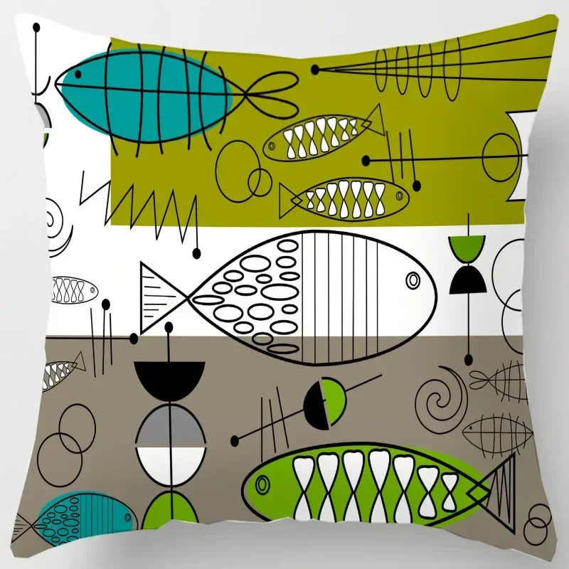 Colorful Blocks Geometric Abstract Pattern Cushion Cover by Axyaa