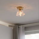 Axyaa Glass Copper LED Ceiling Light - Modern Kitchen Chandelier