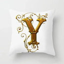 Axyaa European Gold 26 Letters Digital Printed Pillowcase for Home Decor