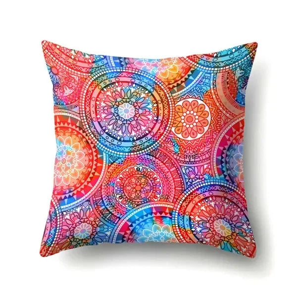 Abstract Geometric Bohemian Pillowcase in Colorful Exotic Style by Axyaa