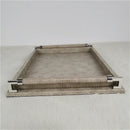 Axya Gray Leather Rectangle Tray with Metal Handle for Home & Hotel Ornaments