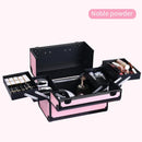 Axyaa Large Portable Makeup Train Case with 4 Trays - Professional Cosmetic Storage Box