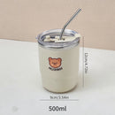 Axyaa Double Wall Insulated Steel Coffee Mug with Straw - Leak Proof Tumbler