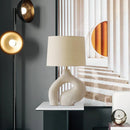 Axyaa White Resin Art Table Lamp, Modern LED Lighting for Living Room, Bedroom