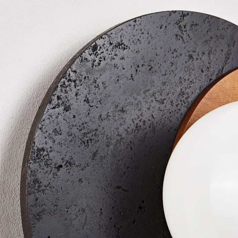 Axyaa Black Travertine LED Wall Lights - Mid Century Modern Living Room Stair Fixtures