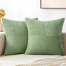 Axyaa Soft Striped Corduroy Throw Pillow Covers 18x18 Inch for Couch and Bed