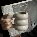 Axyaa 14oz Ceramic Coffee Mug Wavy Style Large Capacity Nordic Creative Cute Cup