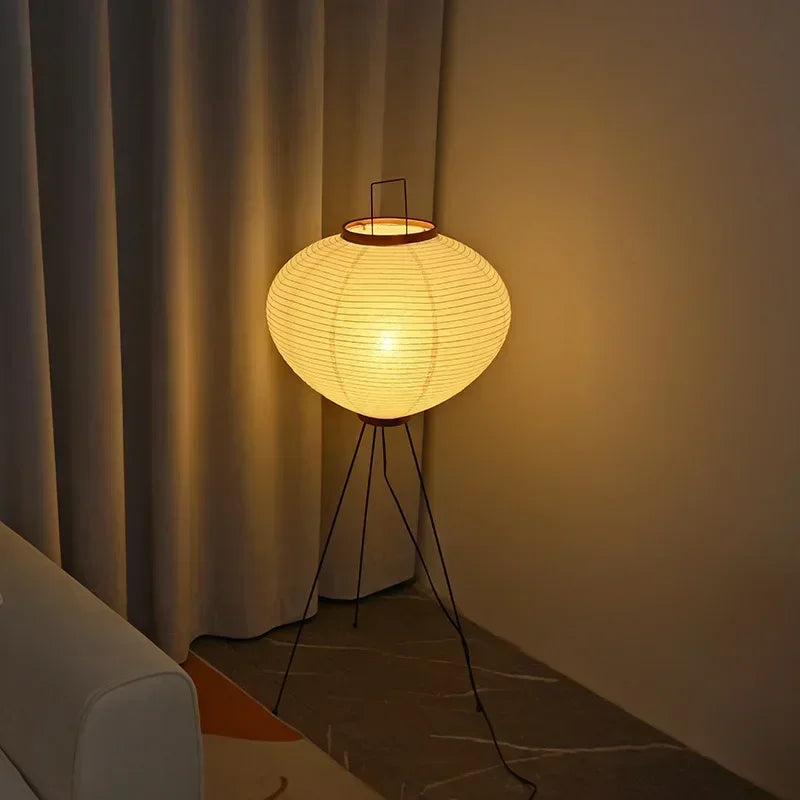 Nordic Retro Handmade Xuan Paper Floor Lamp LED Light for Axyaa Brand