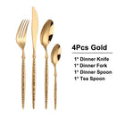 Axyaa Stainless Steel Cutlery Set - Hammer Handle Fork Spoon Dinner Utensils