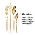 Axyaa Stainless Steel Cutlery Set - Hammer Handle Fork Spoon Mirror Dinner Kitchen Utensils