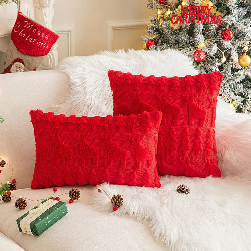 Axyaa Christmas Plush Cushion Cover 45x45cm for Sofa Home Decor