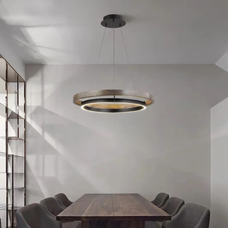 Modern LED Double Circular Chandelier for Dining, Bedroom, and Living Room by Axyaa