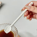 Axyaa Flower Coffee Spoon: Korean Ceramic Hand Painted Long Handle Dessert Spoon