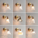 Axyaa Vintage Brass Glass Flower LED Wall Lamps for Home Design Lighting