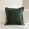 Axyaa Cozy Ribbed Linen Pillow Cover with Embroidered Border, 45x45cm