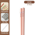 Axyaa Portable Cute Stainless Steel Non Slip Chopsticks With Box - Reusable Sushi Stick