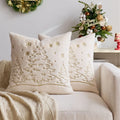 Axyaa Christmas Tree Pillow Cover - Silver Gold Snowflake Velvet - Home Decoration - 45x45cm