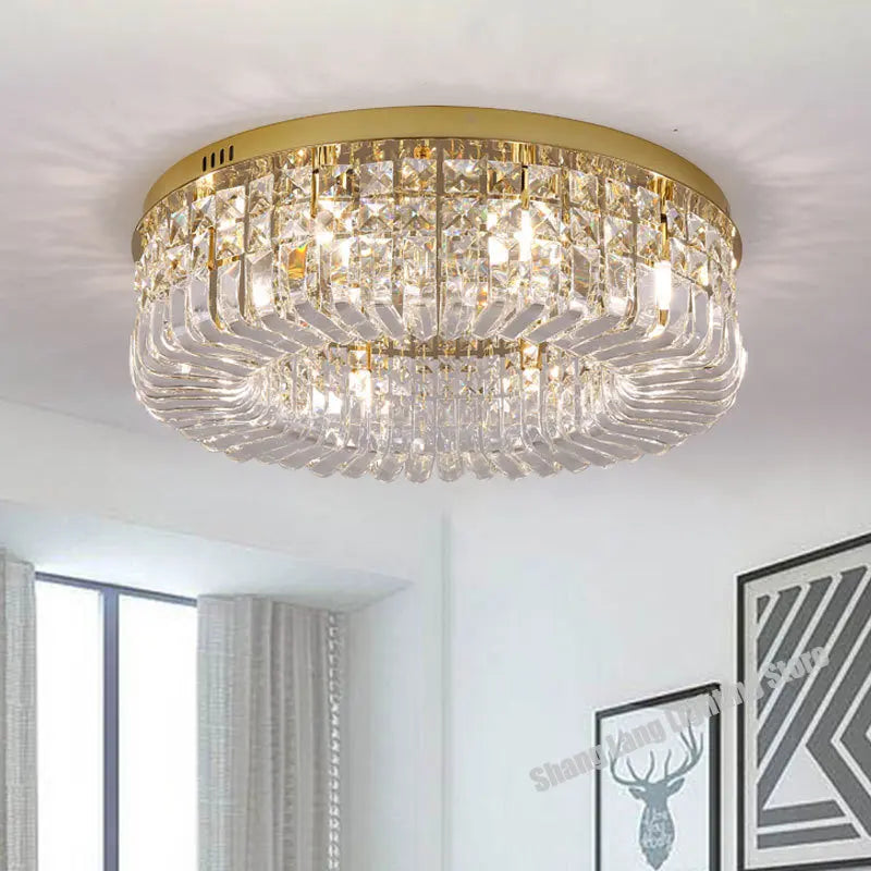 Nordic Gold Chrome LED Ceiling Chandelier by Axyaa - Modern Crystal Lighting