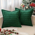 Axyaa Soft Corduroy Stripe Pillow Cover with Geometric Pattern