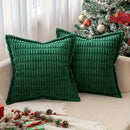 Axyaa Soft Corduroy Stripe Pillow Cover with Geometric Pattern