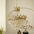 Axyaa Golden Crown Crystal Chandelier LED Pendant Lamp for Living Room