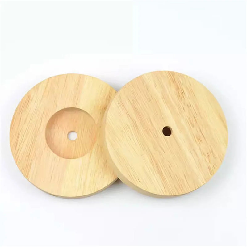 Axyaa Round Solid Wood Lamp Base for DIY Table Lamp