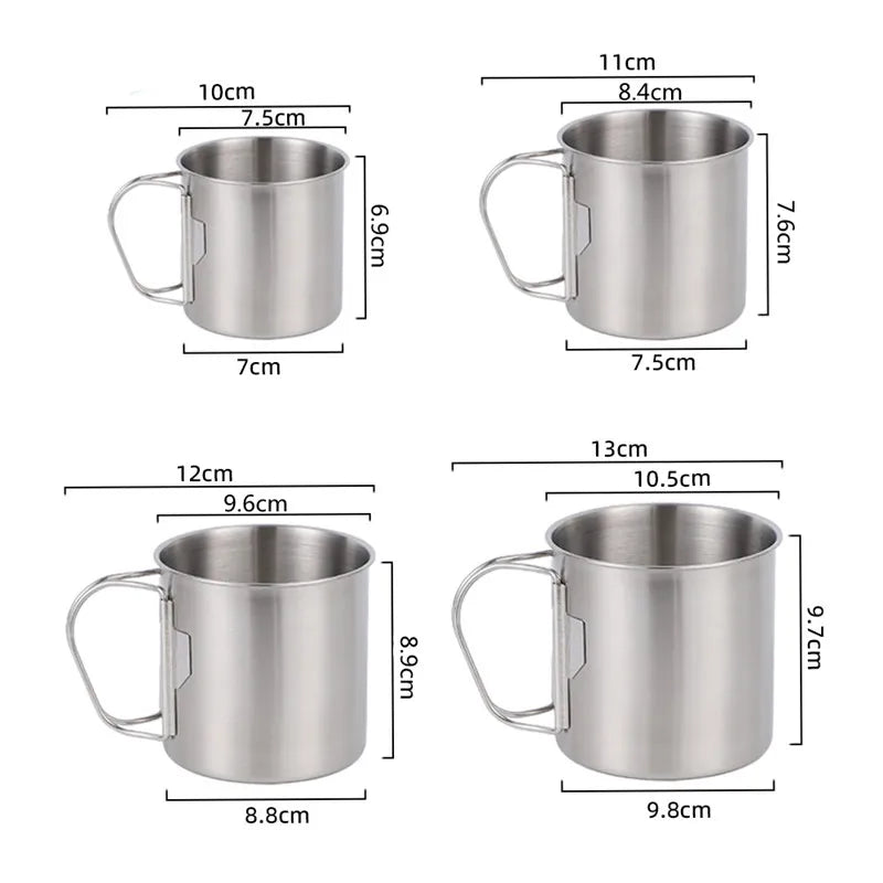 Axyaa Stainless Steel Foldable Beer Mug with Handle for Home, Travel, and Outdoor Picnics