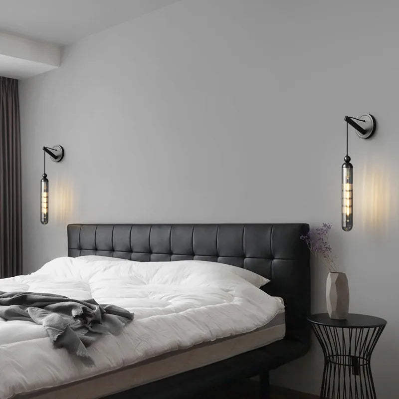 Axyaa Clear Glass Wall Lamp Gold Black Metal Sconce Surface Mount