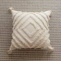Axyaa White Tufted Embroidery Fringe Pillow Cover - 45x45cm