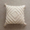 Axyaa White Tufted Embroidery Fringe Pillow Cover - 45x45cm