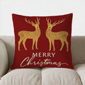 Axyaa Red Pillow with Golden Snowflake Pattern - Sofa, Bedroom, Car Pillow Cover
