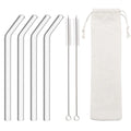 Axyaa Glass Straws 200*12mm - Reusable Eco-friendly Straws with Brush - Smoothie Tea Cocktail Juice