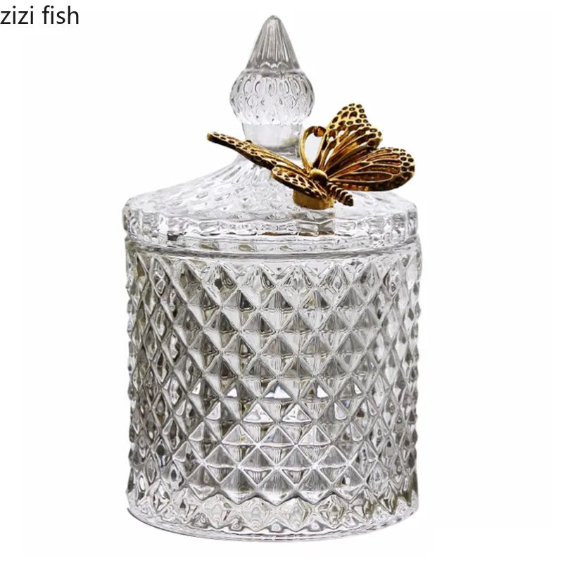 Elegant Axya Golden Butterfly Candy Jar: Exquisite Glass Container for Small Objects