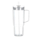 Axyaa Double Layer Straw Water Bottle with Handle and Lid Snowball Cup