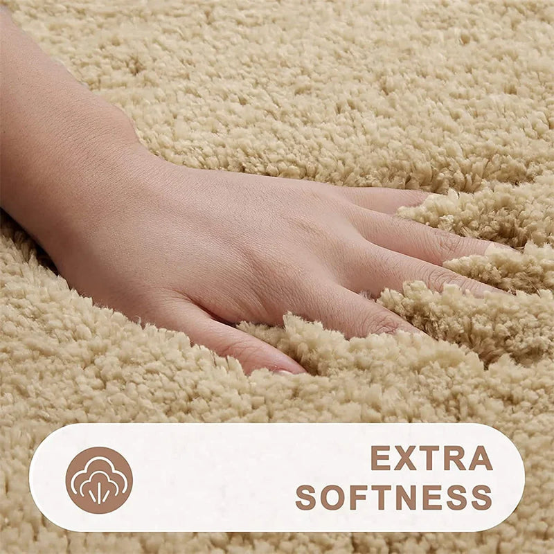 Axyaa Plush Microfiber U-Shaped Bathroom Mat Soft Absorbent Non-Slip Toilet Rugs
