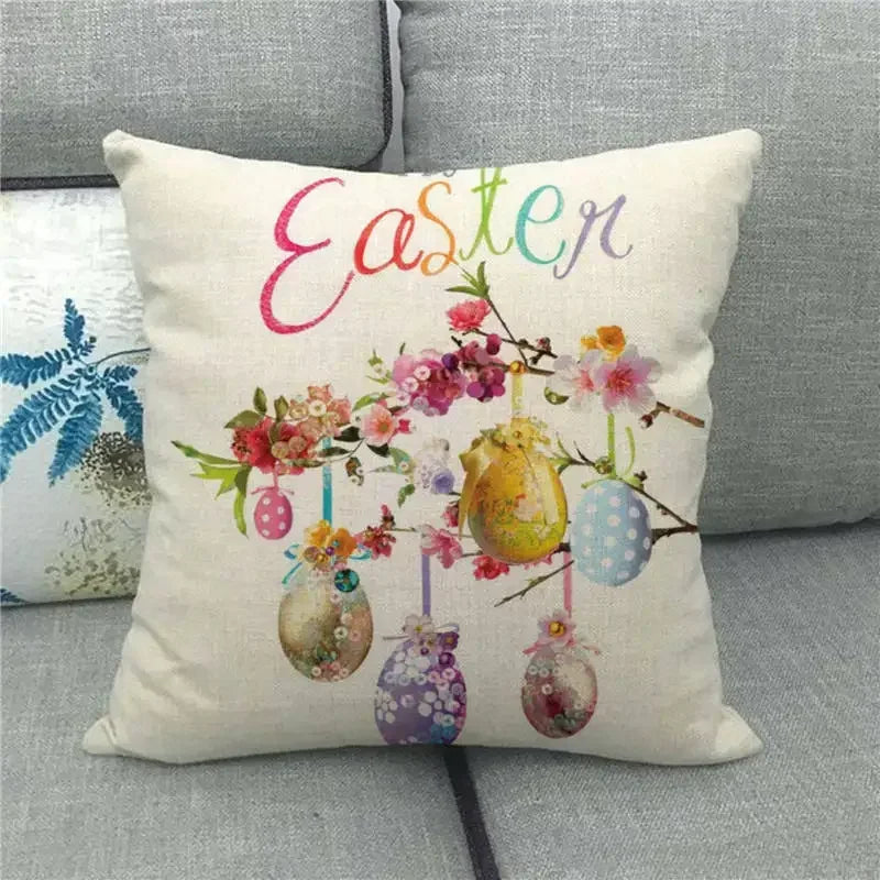 Easter Bunny Eggs Printed Pillow Covers 45x45cm - Axyaa Easter Decorations