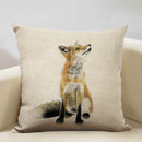 Axyaa Fox Linen Pillowcase - Nordic Animal Theme Decorative Cushion Cover 45x45cm