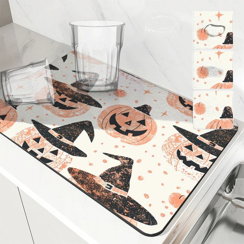 Axyaa Halloween Head Absorbent Drain Pad for Kitchen, Bathroom, and Tableware