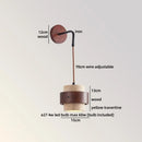Axyaa Wabi Sabi LED Wall Light Yellow Travertine Stone Wooden Bedside Lamp