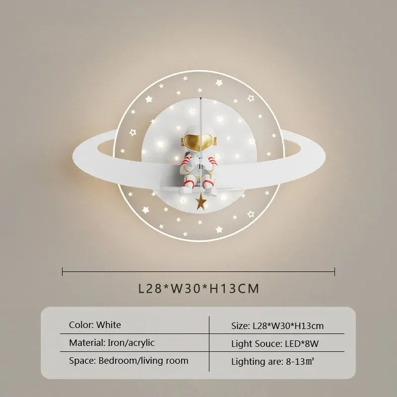 Axyaa Astronaut Star Moon LED Wall Lamps for Children's Room