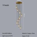 Axyaa Luxury All Copper Chandelier LED Glass Pendant Light