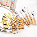 Axyaa Bamboo Handle Stainless Steel Cutlery Set