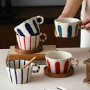 Stripe Latte Art Coffee Mug Set by Axyaa - Exquisite Ceramic Cup for Home and Gifts