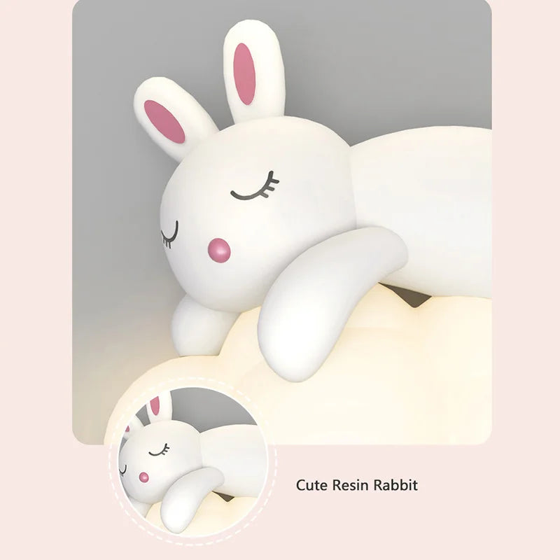 Axyaa Cloud Wall Light: Children's Room Bunny Lamp for Bedside Night, Student Eye Protection